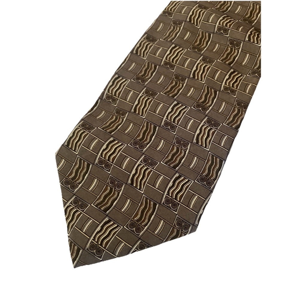 Y2k Vintage Valentino Cravatte Tie Gray Geometric Silk Quiet Luxury Designer